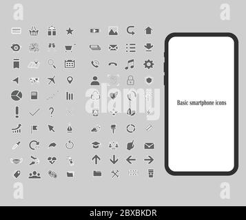 Icône de base pour smartphone sur fond gris Illustration de Vecteur