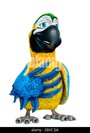 parrot dessin animé disant fille viennent avec papa. Ce type de masque est très utile pour les créations de conception graphique, l'illustration 3d Banque D'Images