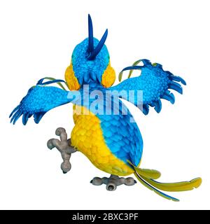 parrot caricature va attaquer yo. Ce type de masque est très utile pour les créations de conception graphique, l'illustration 3d Banque D'Images
