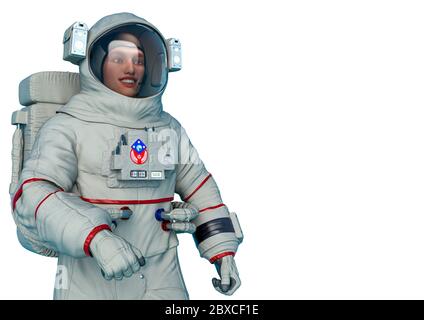 portrait spatial de l'astronaute sur fond blanc. Ce super héros dans le chemin de découpe est très utile pour les créations de conception graphique, l'illustration 3d Banque D'Images