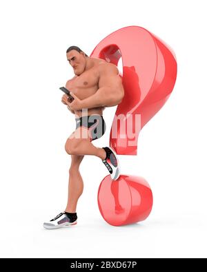 muscle homme dessin animé dans un fond blanc mettra un certain capteur créatif dans vos créations, illustration 3d Banque D'Images