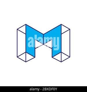 lettre m flèche 3d lignes art logo vecteur Illustration de Vecteur