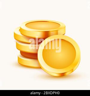 Pile de pièces dorées isolée sur fond blanc. Illustration vectorielle Illustration de Vecteur