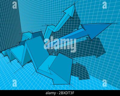 trois flèches géométriques à montée rapide dans un diagramme commercial abstrait avec un graphique en arrière-plan Illustration de Vecteur