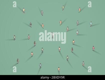 Ligne d'attache réelle. Homme d'affaires avec idée dans la foule. Illustration vectorielle Illustration de Vecteur