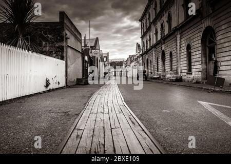 Olde World Oamaru (NZ) pendant Covid19 Alert L3 2020, probablement exactement ce qu'il ressemblait à un il y a 100 ans Banque D'Images