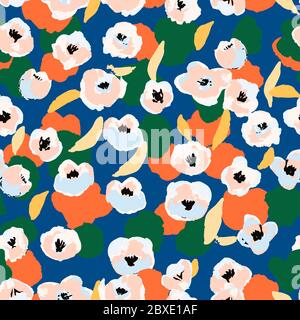 Motif fleuri abstrait sans coutures. Couleurs vives, peinture à la gouache. Illustration de Vecteur