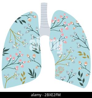 Ballonnements, poumons sains. Journée mondiale contre la pneumonie. La lutte contre la tuberculose en médecine. Les poumons du fumeur et en bonne santé. Poumons bleus dedans Illustration de Vecteur