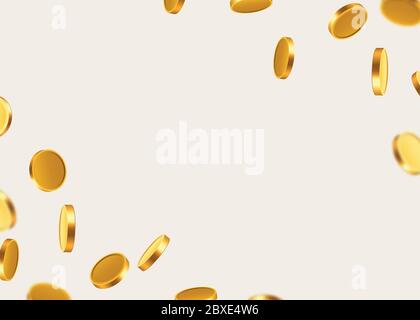 Explosion réaliste de pièces d'or. Isolé sur fond transparent. Illustration vectorielle Illustration de Vecteur