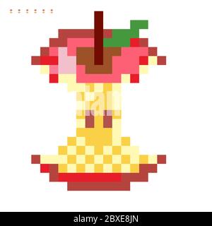 Symbole graphique de pixel minimaliste du cœur de la pomme. Objet vectoriel art isolé. Style 8 bits de jeu. Illustration de Vecteur