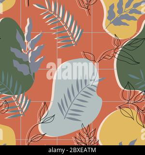 Motif WebAutumn sans couture avec abstraction moderne et feuilles tropicales dans des couleurs automnales brunes. Septembre et novembre fond pour le design, le tissu. Illustration de Vecteur