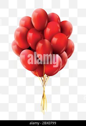 ballons d'anniversaire 3d Realistic Red Bunch of Flying. Concept fête et célébration. Illustration vectorielle. Illustration de Vecteur