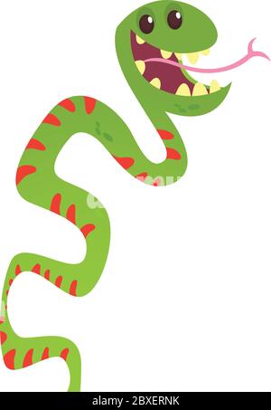 Mignon drôle serpent vecteur dessin animé. Illustration serpent isolée sur fond blanc Illustration de Vecteur