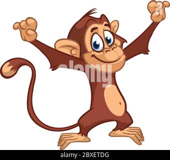 Icône de dessin animé de singe adorable et excitée. Illustration vectorielle du dessin du singe Illustration de Vecteur