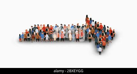 Grand groupe de personnes en forme de flèche. Illustration vectorielle Illustration de Vecteur