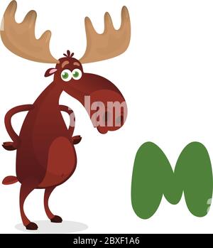 Illustrateur de la lettre 'M est pour Moose'. M pour le sélecteur. Collection Animal Alphabet. Illustration vectorielle Illustration de Vecteur