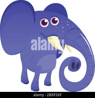 Joli éléphant bleu de dessin animé. Illustration vectorielle isolée Illustration de Vecteur