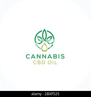extrait du logo de l'huile de cbd du logo des feuilles de cannabis Illustration de Vecteur