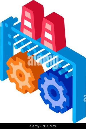 paramètres techniques de la centrale thermique illustration vectorielle isométrique à icône Illustration de Vecteur