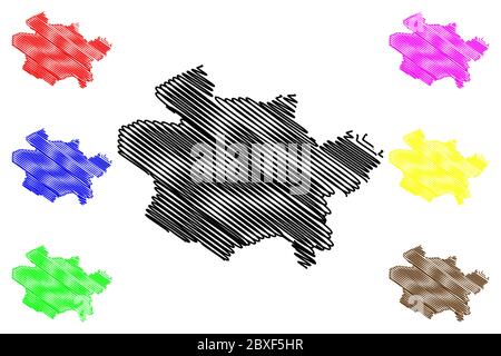 Osnabruck City (République fédérale d'Allemagne, Basse-Saxe) illustration vectorielle de carte, esquisse de gribble carte de la ville d'Osnabruck Illustration de Vecteur