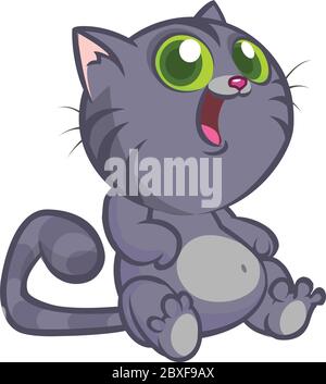 Chat mignon et drôle de dessin animé. Illustration vectorielle Illustration de Vecteur