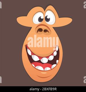 Avatar du visage de singe de bande dessinée. Illustration vectorielle du personnage d'avatar du singe souriant Illustration de Vecteur