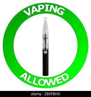 Affiche « Vaping Allowed » avec évaporateur Banque D'Images