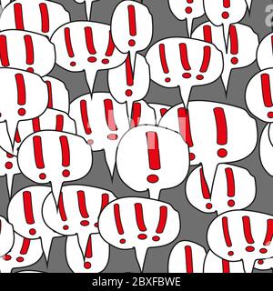 Point d'exclamation bulles de la parole bande dessinée motif transparent sur gris Illustration de Vecteur