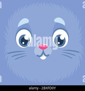 Dessin animé d'avatar de lapin bleu mignon. Illustration vectorielle Illustration de Vecteur