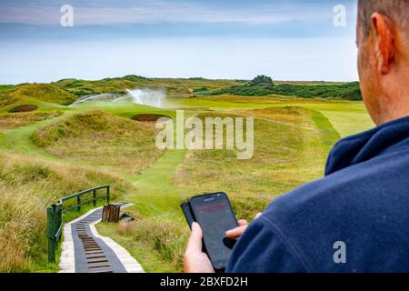 Système d'irrigation sur le terrain de golf Banque D'Images