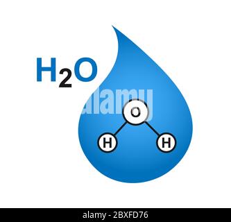 Modèle moléculaire de la molécule d'eau H2O. Illustration de Vecteur