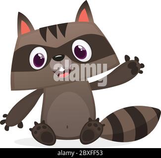 Joli personnage de raton laveur. Collection d'animaux de forêt sauvage. Éducation de bébé. Isolé sur fond blanc. Illustration vectorielle plate Illustration de Vecteur