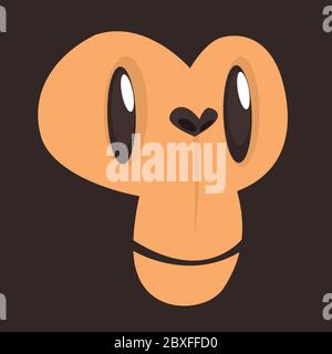 Caricature triste singe expression de visage. Illustration vectorielle du personnage d'avatar du singe souriant Illustration de Vecteur