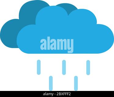 Icône plate pluvieux nuage de temps isolée sur fond blanc illustration vectorielle pour la conception de site Web, app Illustration de Vecteur