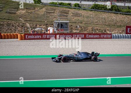 MONTMELLO, ESPAGNE-10 MAI 2019: Mercedes AMG F1 W10 EQ Power+ Formule 1 (pilote: Lewis Hamilton) Banque D'Images