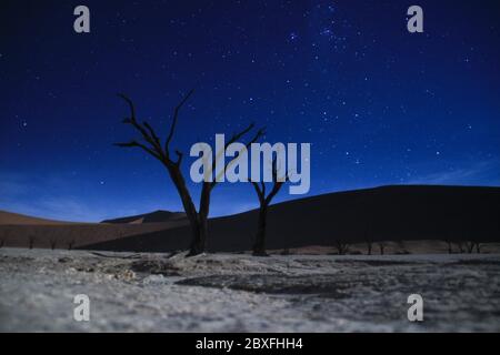La voie lactée et le ciel nocturne au-dessus du désert du Namib, parc Sosusflu. Parc national Namib-Naukluft. Namibie Banque D'Images