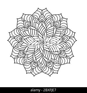 Décoration circulaire pour livres de coloriage pour adultes et enfants, scrapbooking ou broderie. Illustration vectorielle dans la technique zentangle. Simple Doodle s Illustration de Vecteur