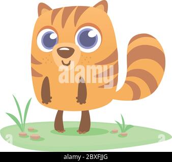 Personnage de menottes ou de dessins animés de chipmunk. Illustration vectorielle d'animaux forestiers de chipmunk debout sur l'herbe Illustration de Vecteur