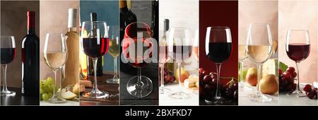 Collage avec différents vins sur différents milieux Banque D'Images