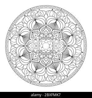 Décoration circulaire pour livres de coloriage pour adultes et enfants, scrapbooking ou broderie. Illustration vectorielle dans la technique zentangle. Simple Doodle s Illustration de Vecteur