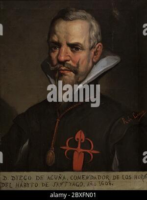 Diego de Acuña (1514- ?). Commandant de los Hornos portant des vêtements de l'ordre de Santiago, 1608. Portrait de Jose Maria Rodriguez de Lozada (1826-1896), 1850. Musée du pèlerinage et Santiago. Saint-Jacques-de-Compostelle, Galice, Espagne. Banque D'Images