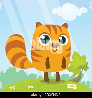 Caricature de l'écureuil chipmunk. Illustration vectorielle d'animaux forestiers de chipmunk debout isolé sur fond forestier Illustration de Vecteur