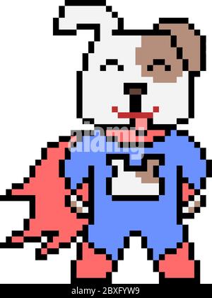 chien animal super-héros vector pixel art Illustration de Vecteur