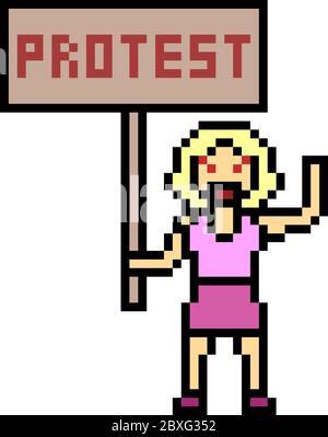 vector pixel art proteste femme Illustration de Vecteur