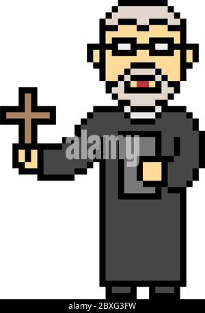 père d'église de l'art de pixel vectoriel Illustration de Vecteur