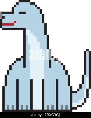 vecteur pixel art dessin animé brachiosaurus isolé Illustration de Vecteur