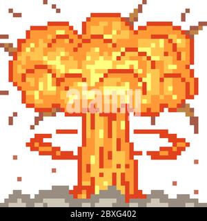 explosion nucléaire vector pixel art isolée Illustration de Vecteur