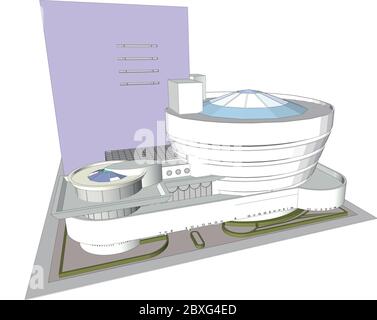 Musée Guggenheim Illustration vectorielle, le Corbusier, projet d'architecture Illustration de Vecteur