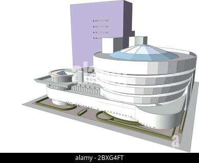 Musée Guggenheim Illustration vectorielle, le Corbusier, projet d'architecture Illustration de Vecteur