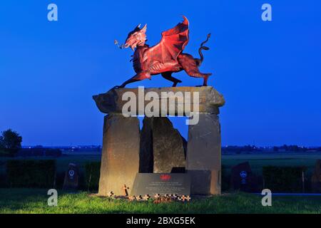 Mémorial aux soldats gallois qui ont servi pendant la première Guerre mondiale au parc national du Mémorial gallois de Langemark-Poelkapelle, Belgique Banque D'Images